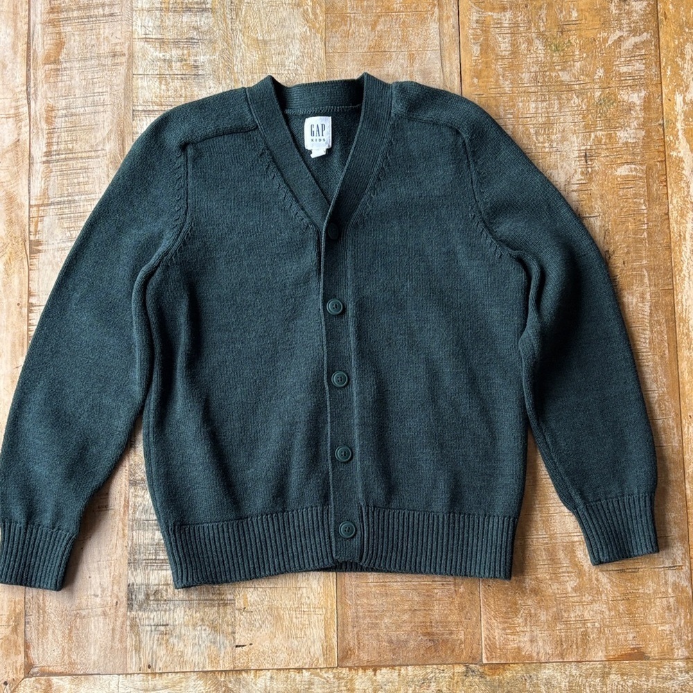 GAP Boys Green Cardigan Sweater L(10-11)